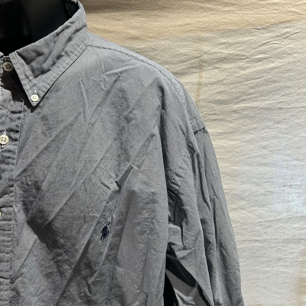 Ralph Lauren Men's 2X Big Long Sleeve Button Down Shirt Micro Check Cotton
